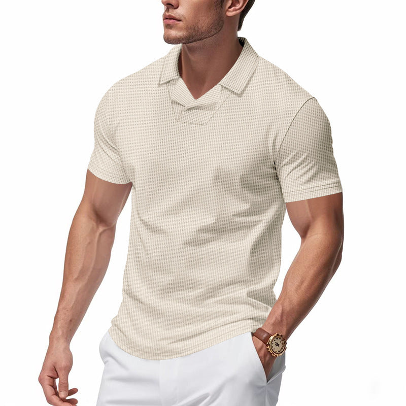 Luca Moretti | Breathable Textured Polo Shirt For Men