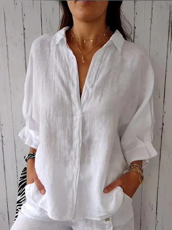 Aurora Whitfield | Relaxed Linen Button Shirt For Women