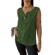 Serena Bellamy | Sleeveless Linen Button Top For Women