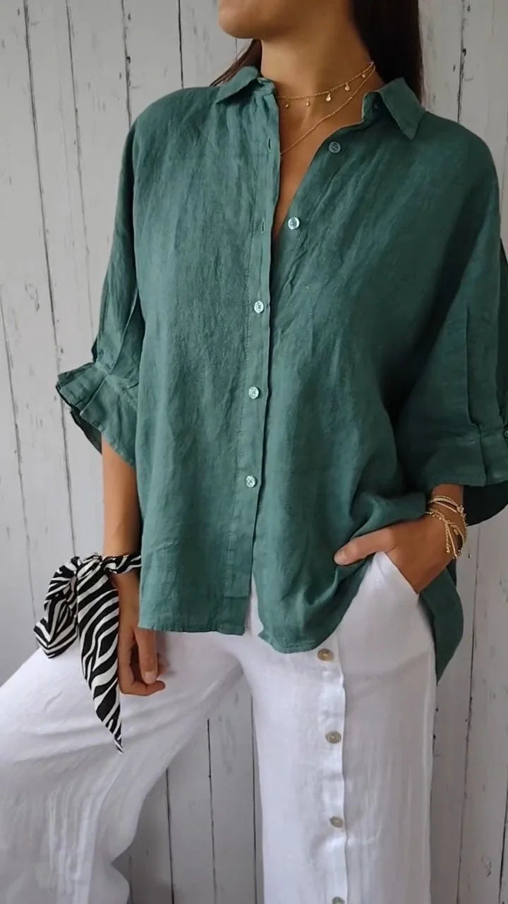Aurora Whitfield | Relaxed Linen Button Shirt For Women