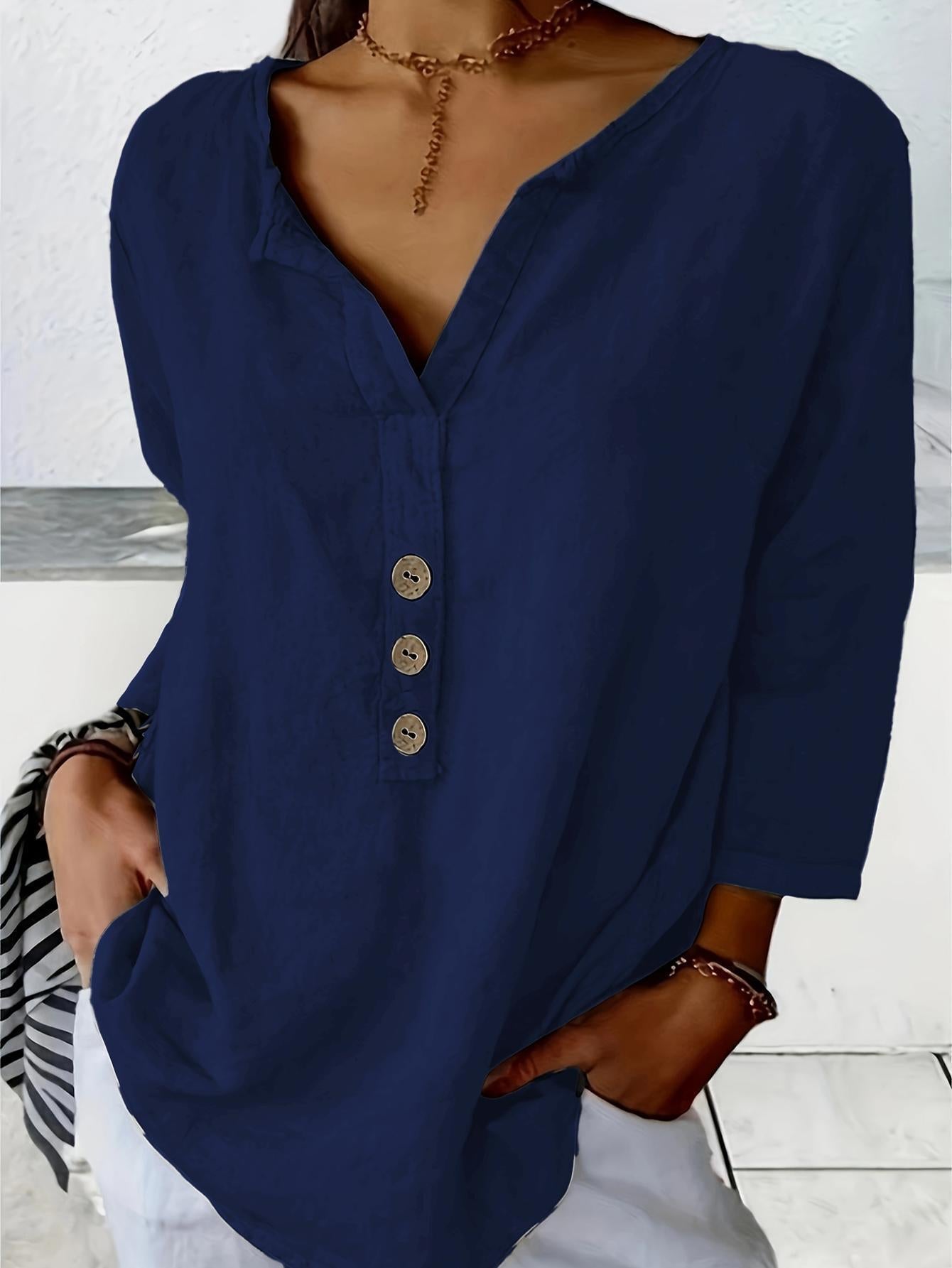 Sienna Hartwell | Casual Linen Button Tunic For Women