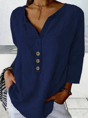 Sienna Hartwell | Casual Linen Button Tunic For Women