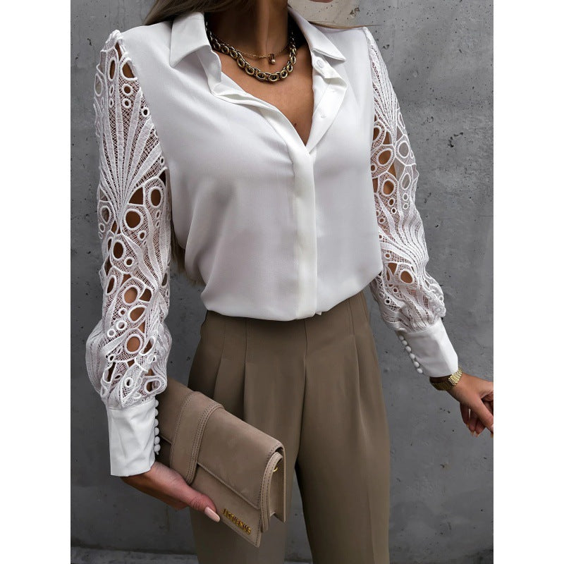 Valeria Hollingsworth | Lace Sleeve Blouse For Women