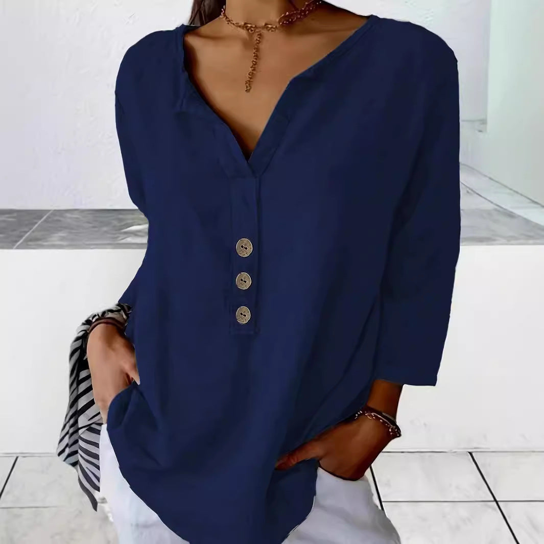 Sienna Hartwell | Casual Linen Button Tunic For Women