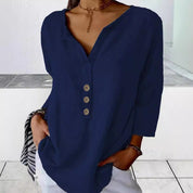 Sienna Hartwell | Casual Linen Button Tunic For Women