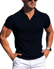 Luca Bellini | Ribbed Knit Polo Shirt For Men