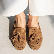 Paige Duke | Brown Suede Tassel Loafers For Women