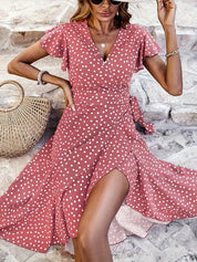 Charlotte Monroe | Polka Dot Wrap Midi Dress For Women