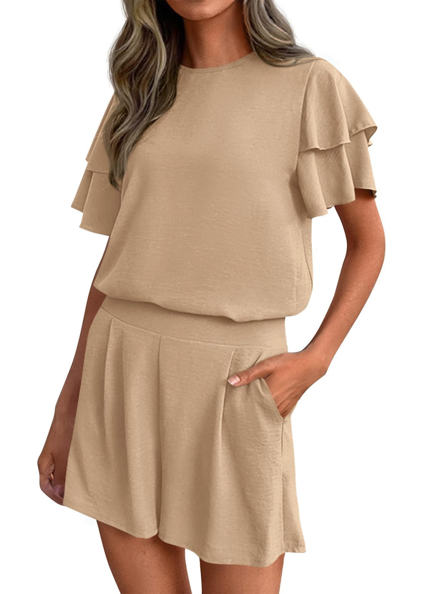 Amelia Sinclair | Ruffle Sleeve Shorts Set For Women