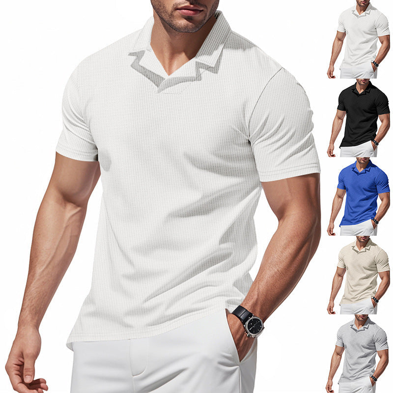 Luca Moretti | Breathable Textured Polo Shirt For Men