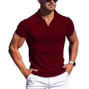 Luca Bellini | Ribbed Knit Polo Shirt For Men