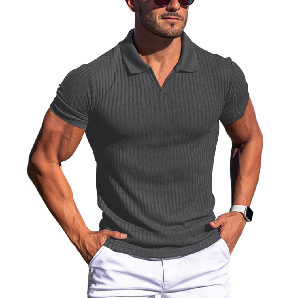 Luca Bellini | Ribbed Knit Polo Shirt For Men