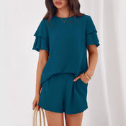 Amelia Sinclair | Ruffle Sleeve Shorts Set For Women