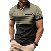 Giovanni Moretti | Striped Zip Polo Shirt For Men