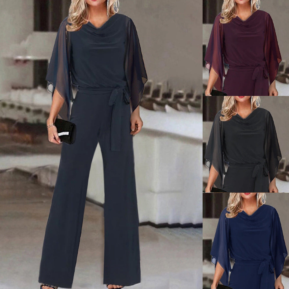 Celeste Moreau | Chiffon Sleeve Evening Jumpsuit For Women
