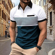 Giovanni Moretti | Striped Zip Polo Shirt For Men