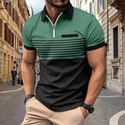 Giovanni Moretti | Striped Zip Polo Shirt For Men