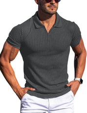 Luca Bellini | Ribbed Knit Polo Shirt For Men