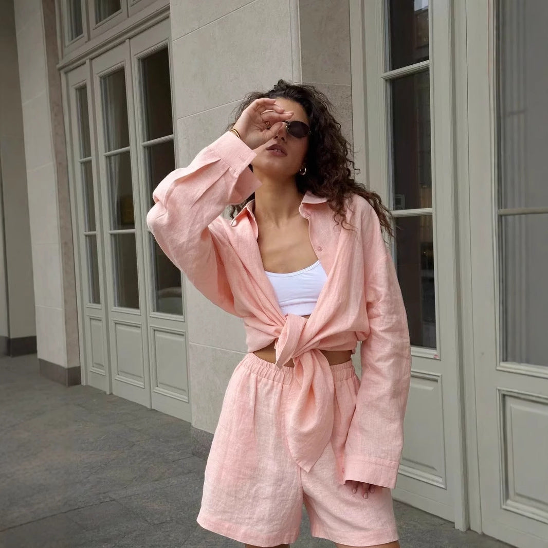 Sophie Laurent | Linen Shirt & Shorts Set For Women