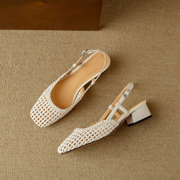 Isabella Moreau | Woven Slingback Heels For Women