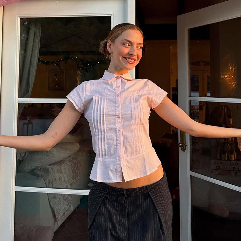 Elena Whitmore | Vintage Pleated Blouse For Women