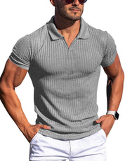 Luca Bellini | Ribbed Knit Polo Shirt For Men