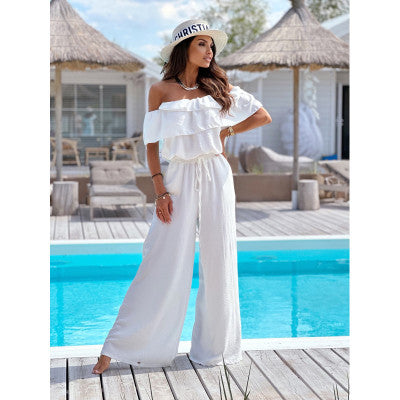 Amelia Laurent | Off Shoulder Wide Leg Jumpsuit For Women