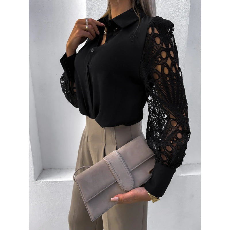 Valeria Hollingsworth | Lace Sleeve Blouse For Women