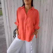 Aurora Whitfield | Relaxed Linen Button Shirt For Women