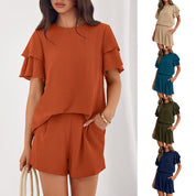 Amelia Sinclair | Ruffle Sleeve Shorts Set For Women