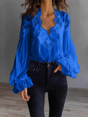 Anastasia Moretti | Elegant Lace V-Neck Blouse For Women