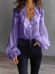 Anastasia Moretti | Elegant Lace V-Neck Blouse For Women