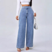 Janice | Women's Straight-Leg High-Waisted Denim Boyfriend Jeans