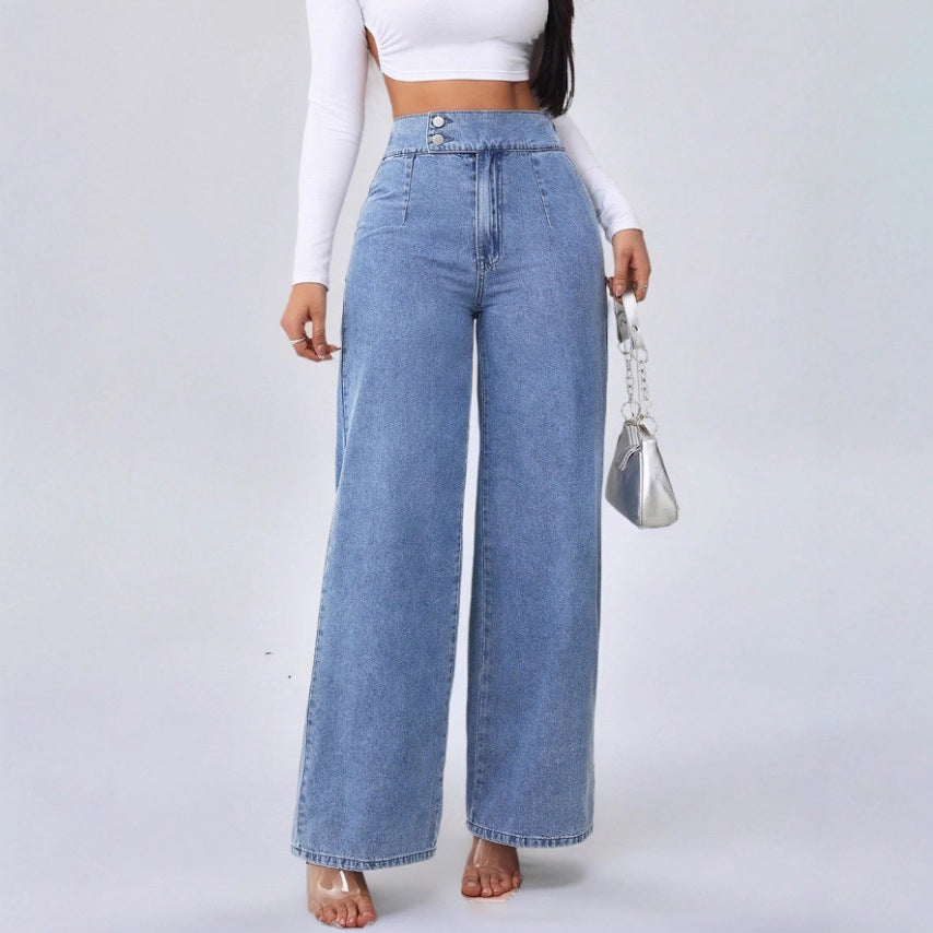 Janice | Women's Straight-Leg High-Waisted Denim Boyfriend Jeans
