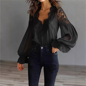 Anastasia Moretti | Elegant Lace V-Neck Blouse For Women