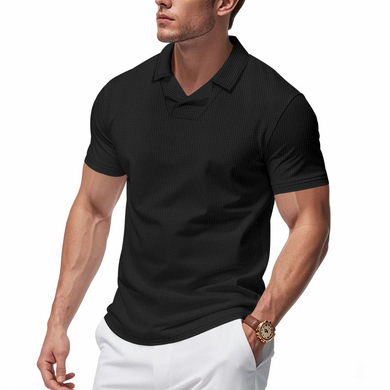 Luca Moretti | Breathable Textured Polo Shirt For Men