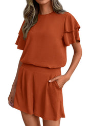 Amelia Sinclair | Ruffle Sleeve Shorts Set For Women