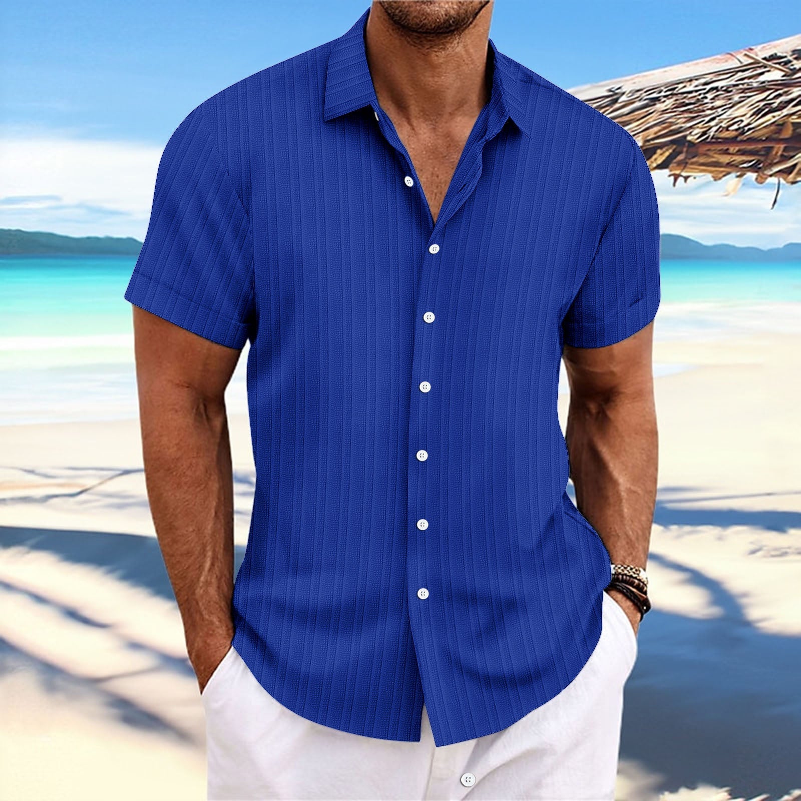 Matteo Whitmore | Ribbed Henley Shirt For Men