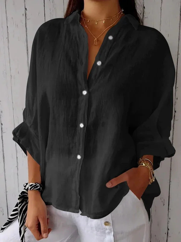 Aurora Whitfield | Relaxed Linen Button Shirt For Women
