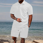 Luca Beaumont | Textured Polo Short Set For Men