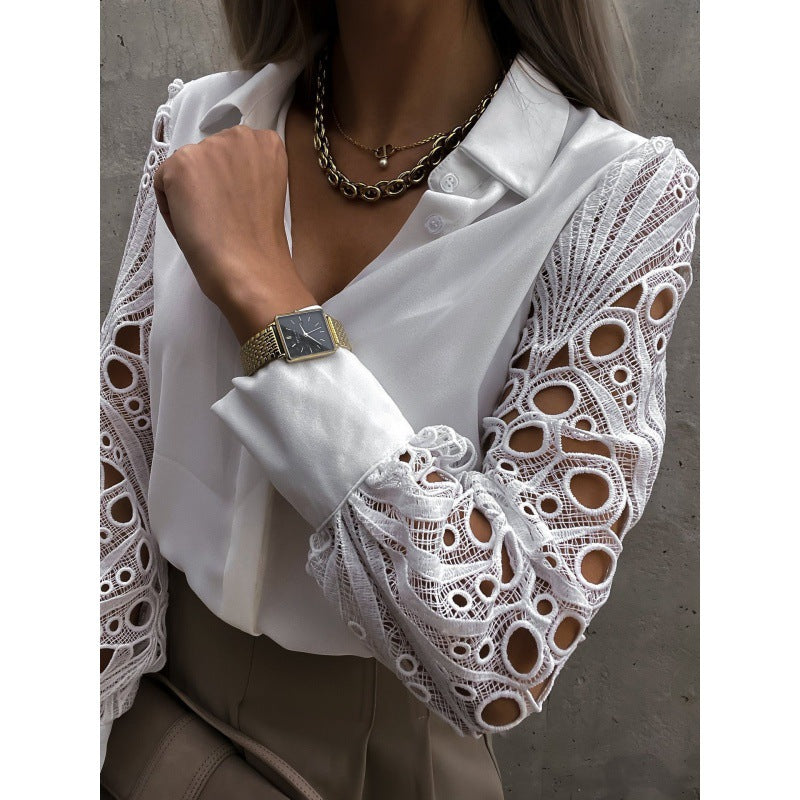 Valeria Hollingsworth | Lace Sleeve Blouse For Women