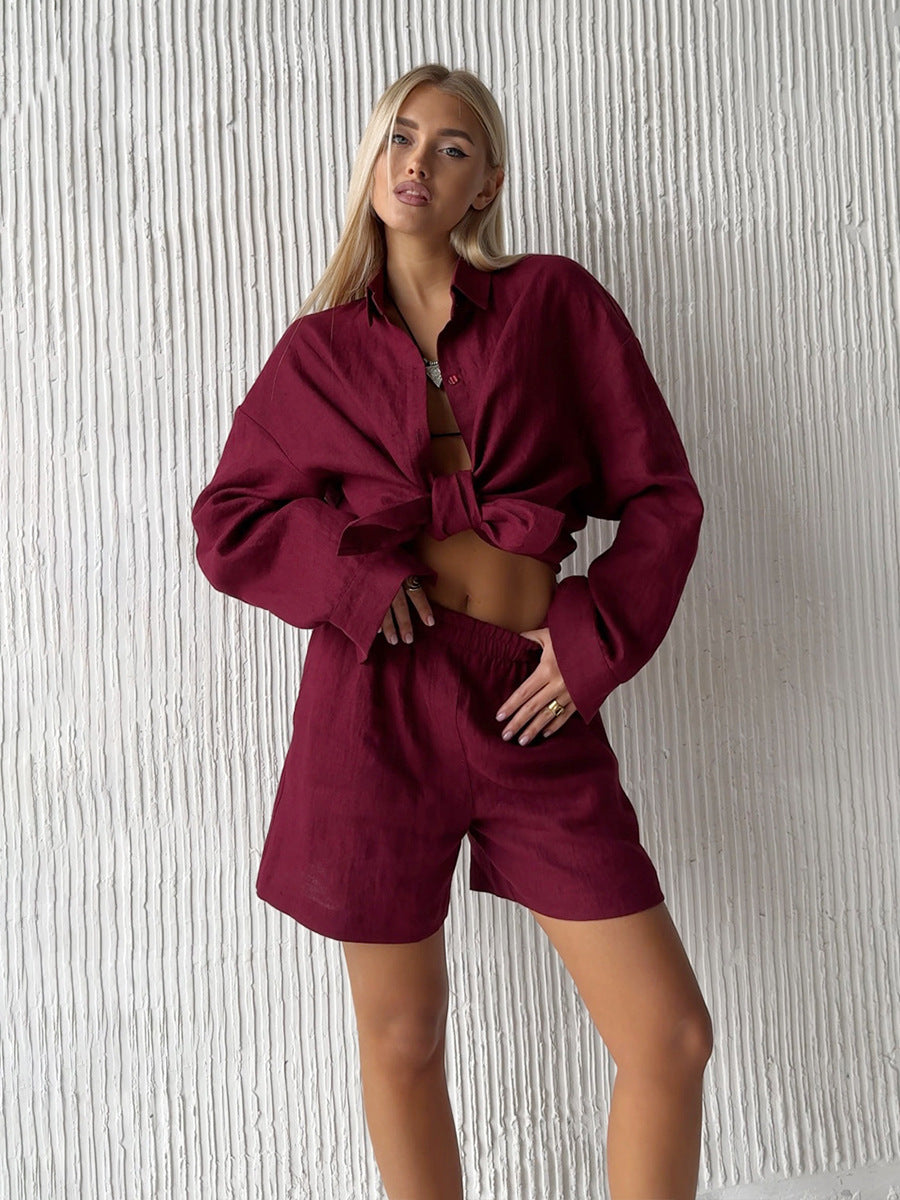 Sophie Laurent | Linen Shirt & Shorts Set For Women