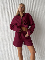Sophie Laurent | Linen Shirt & Shorts Set For Women