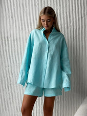Sophie Laurent | Linen Shirt & Shorts Set For Women