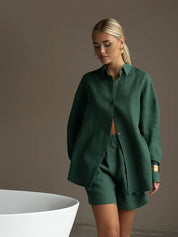 Sophie Laurent | Linen Shirt & Shorts Set For Women