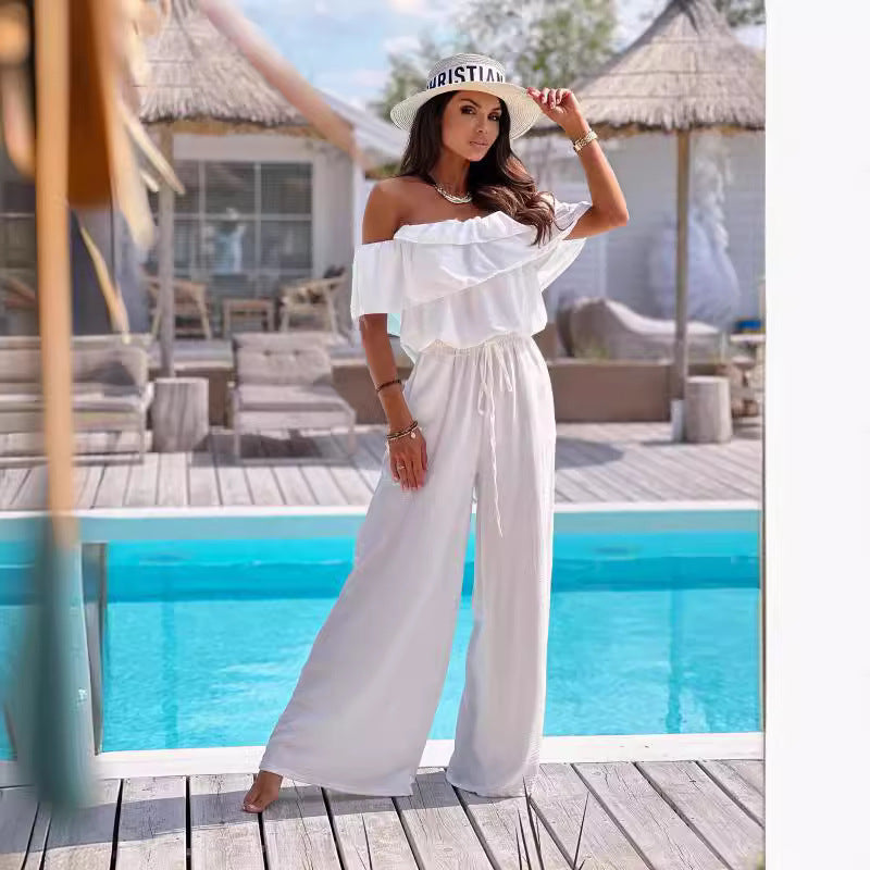 Amelia Laurent | Off Shoulder Wide Leg Jumpsuit For Women