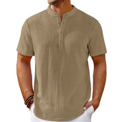 Alessandro Romano | Textured Henley Shirt For Men