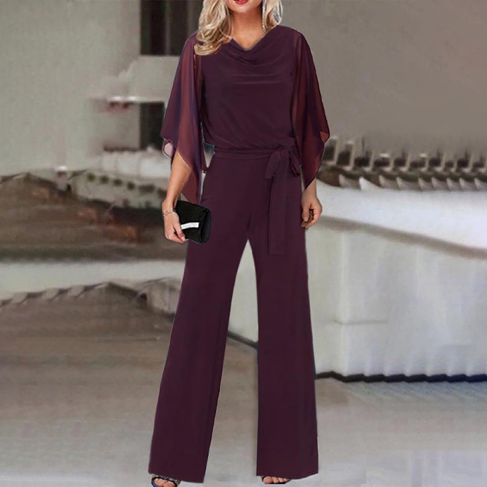 Celeste Moreau | Chiffon Sleeve Evening Jumpsuit For Women