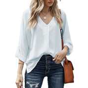 Isabelle Monroe | Elegant V-Neck Chiffon Blouse For Women
