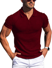Luca Bellini | Ribbed Knit Polo Shirt For Men